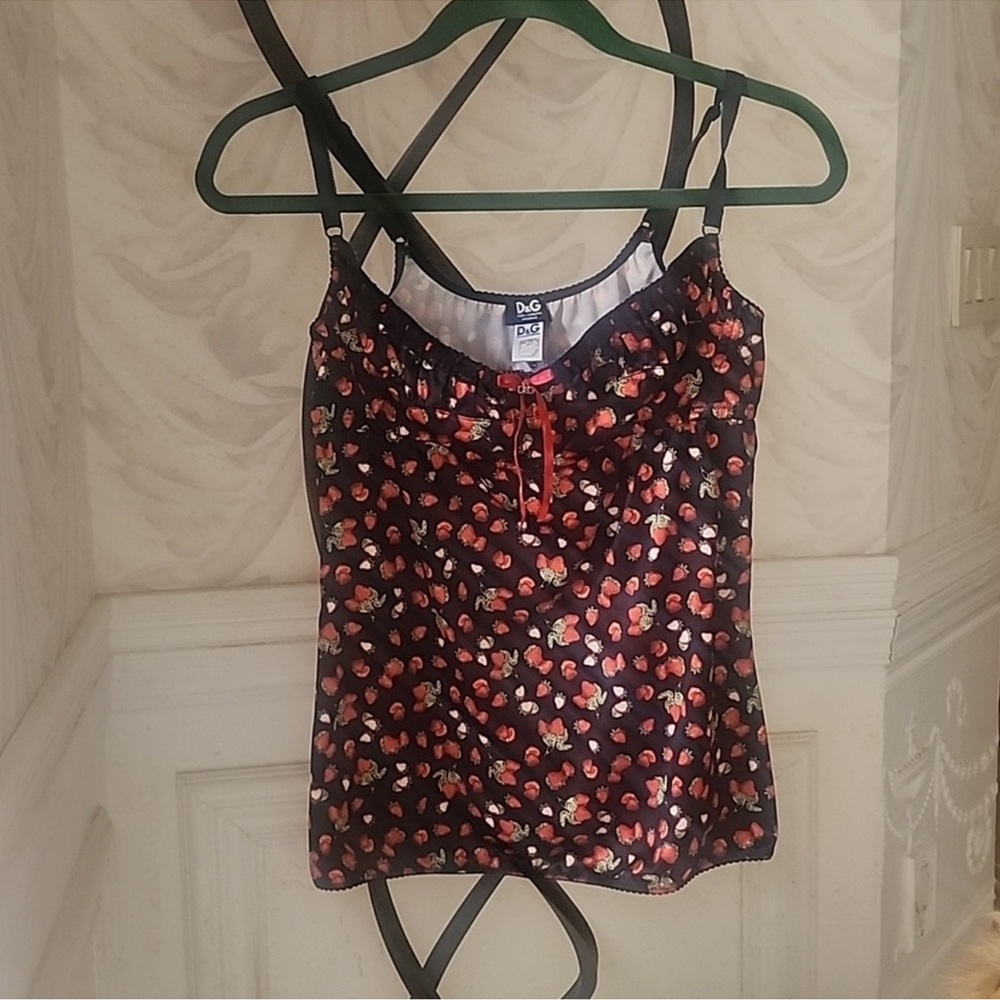 Dolce & Gabbana Black and Red Strawberry Camisole